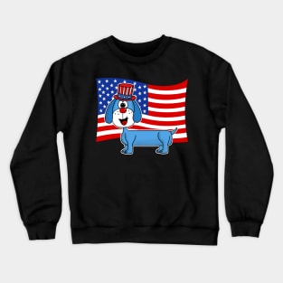 4th July Dachshund Dog American Flag Crewneck Sweatshirt